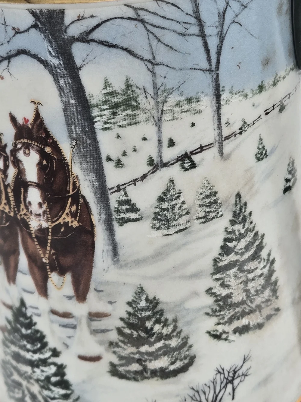 1991 Budweiser Clydesdale Holiday Ceramic Beer Stein 